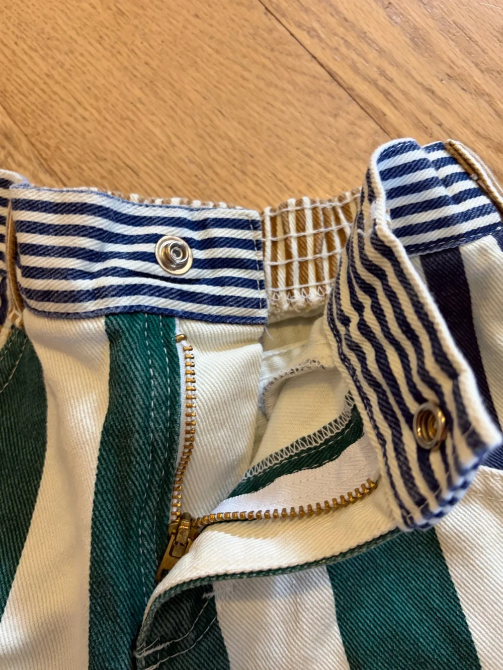 Oshkosh B’Gosh 4T Vintage Bold Stripe Colorblock Denim Shorts USA Made Dad